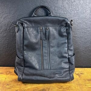 Bromen‎ Anti-Theft Black Vegan Leather Backpack Purse Large Women OS